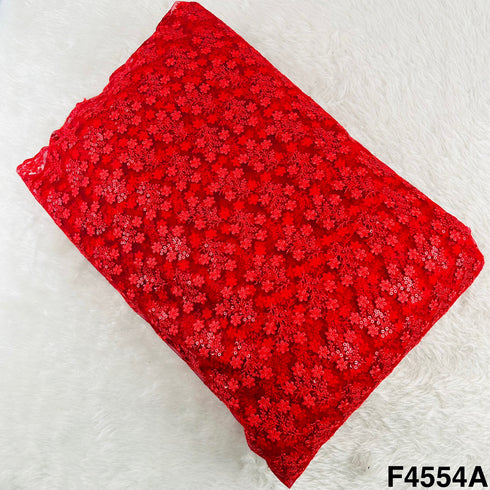 Thread Sequins Embroidered Net Fabric- F4554