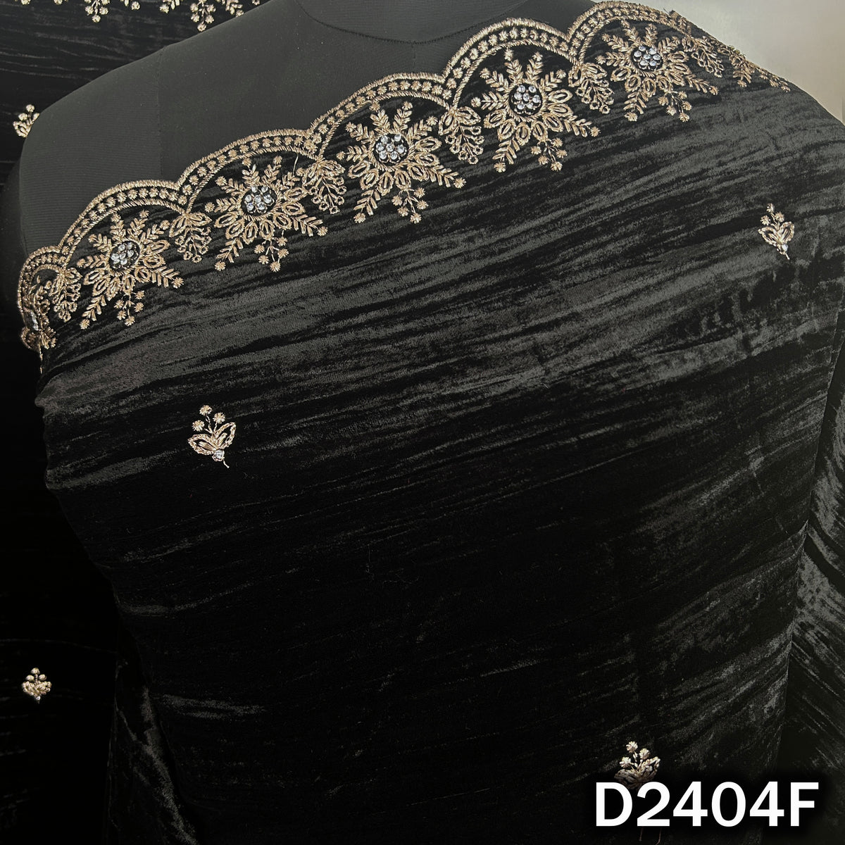 Zari Buti With Stone Work Crush Velvet Dupatta - D2404