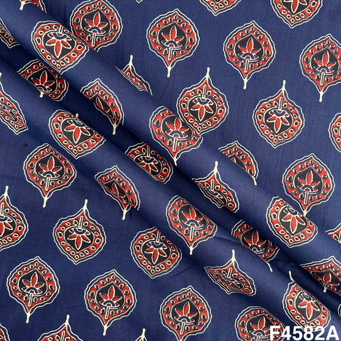 Ajrak Print Cambric Cotton Fabric- F4582