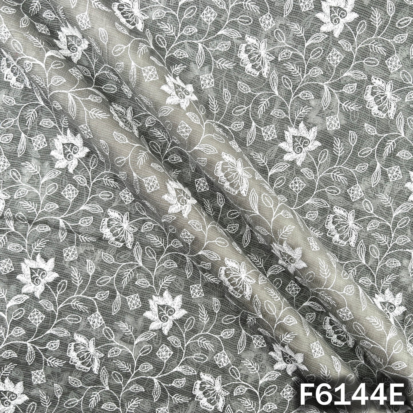 Thread Sequins Embroidered Kota Cotton Fabric - F6144