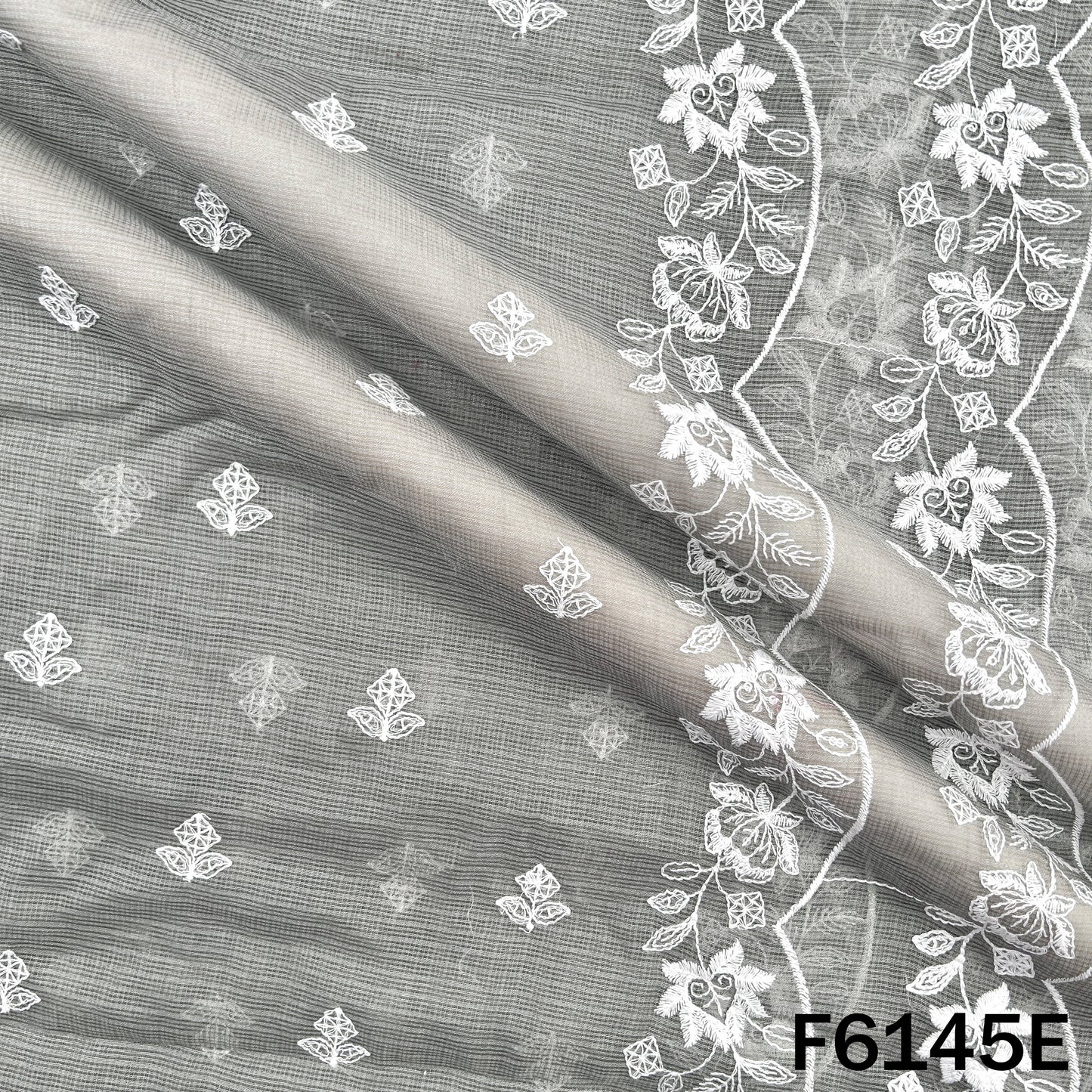 Thread Sequins Embroidered Kota Cotton Dupatta Fabric - F6145