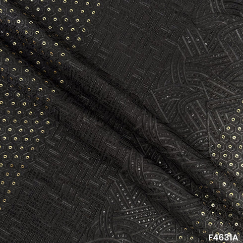 Thread Sequins Embroidered Raw Silk- F4631