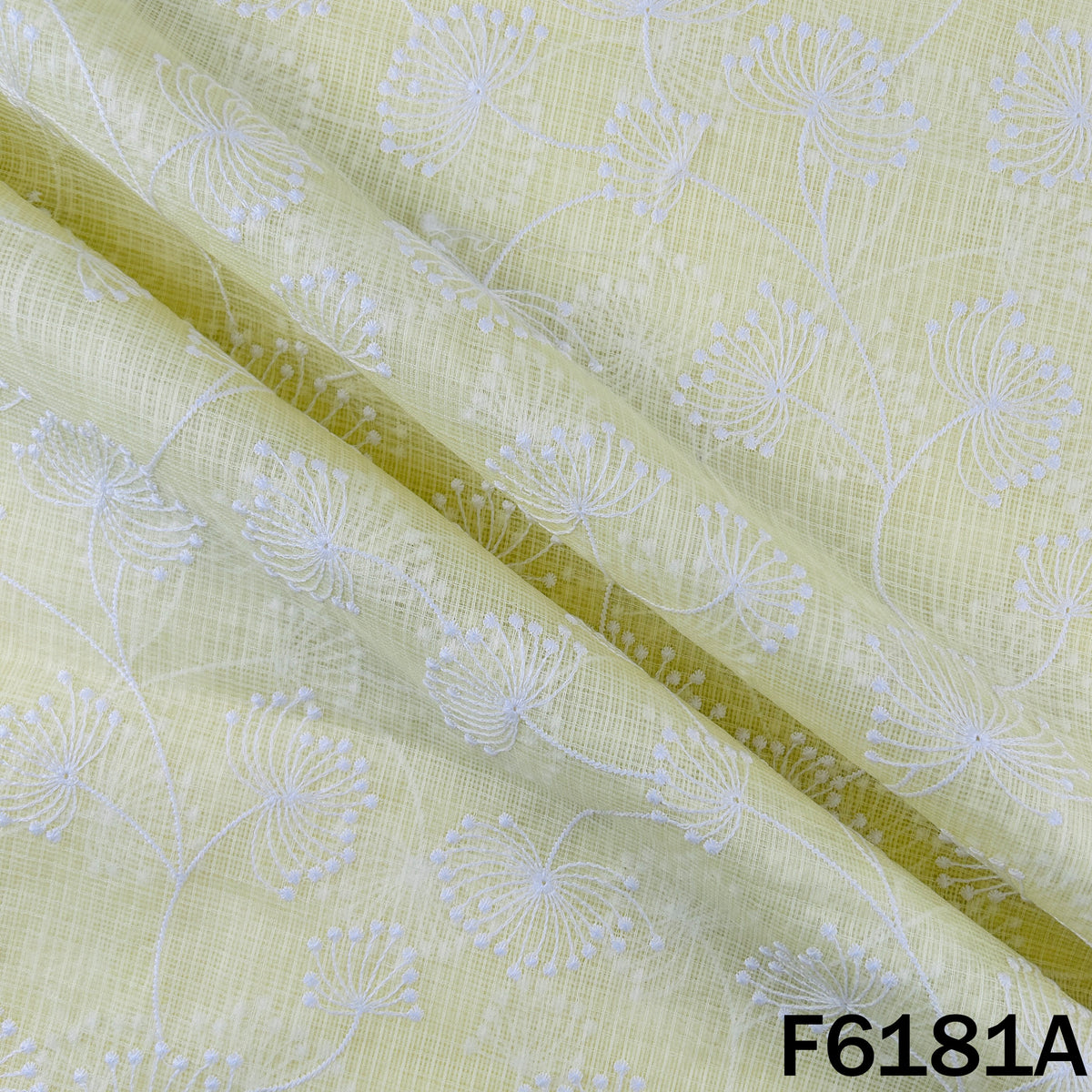 Thread Embroidered Kota Cotton Fabric - F6181