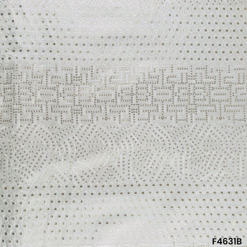 Thread Sequins Embroidered Raw Silk- F4631