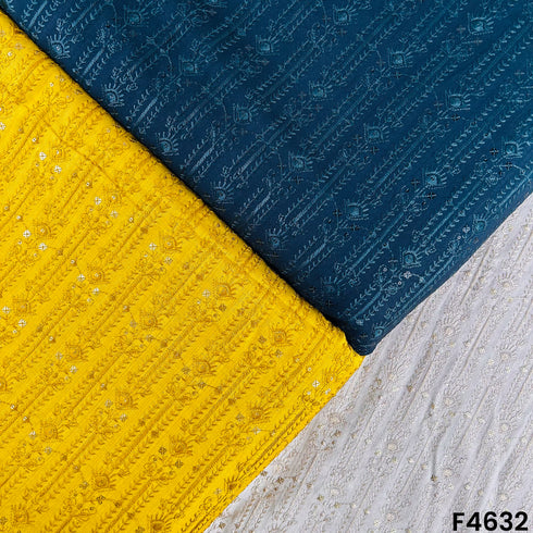 Thread Sequins Embroidered Cotton Silk- F4632