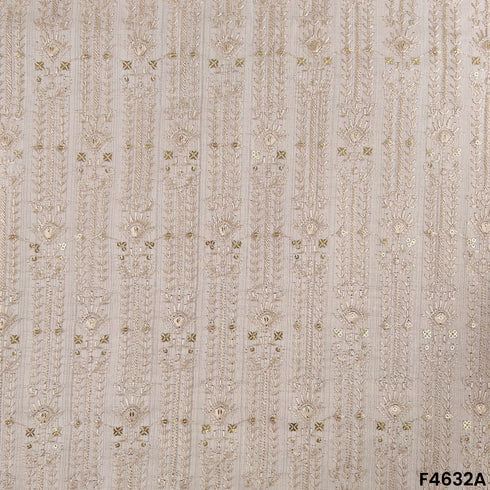 Thread Sequins Embroidered Cotton Silk- F4632