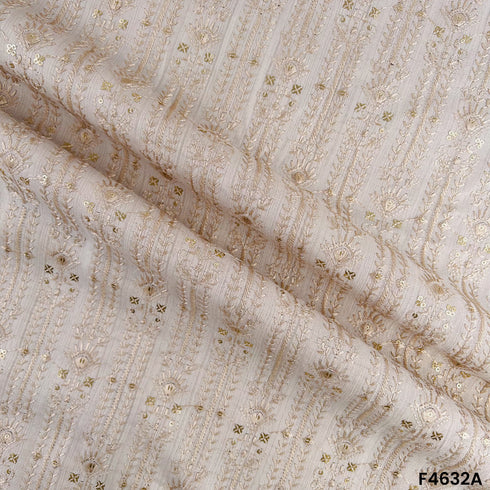 Thread Sequins Embroidered Cotton Silk- F4632