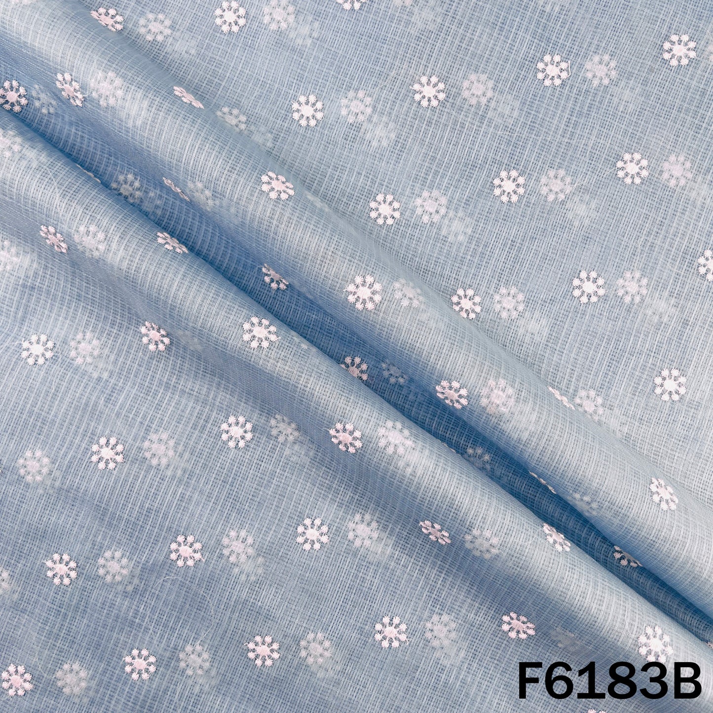 Thread Embroidered Kota Cotton Fabric - F6183
