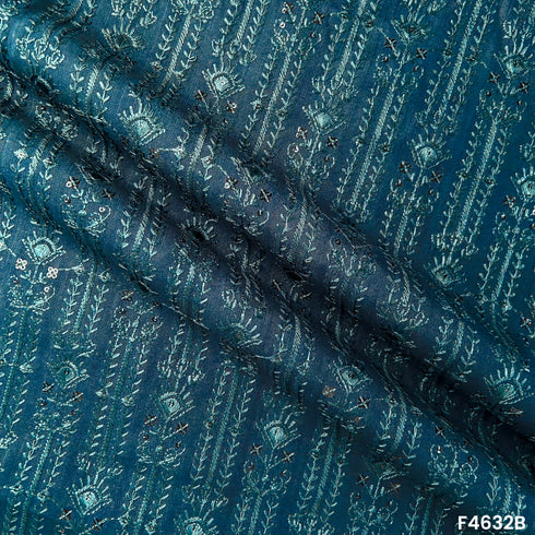 Thread Sequins Embroidered Cotton Silk- F4632