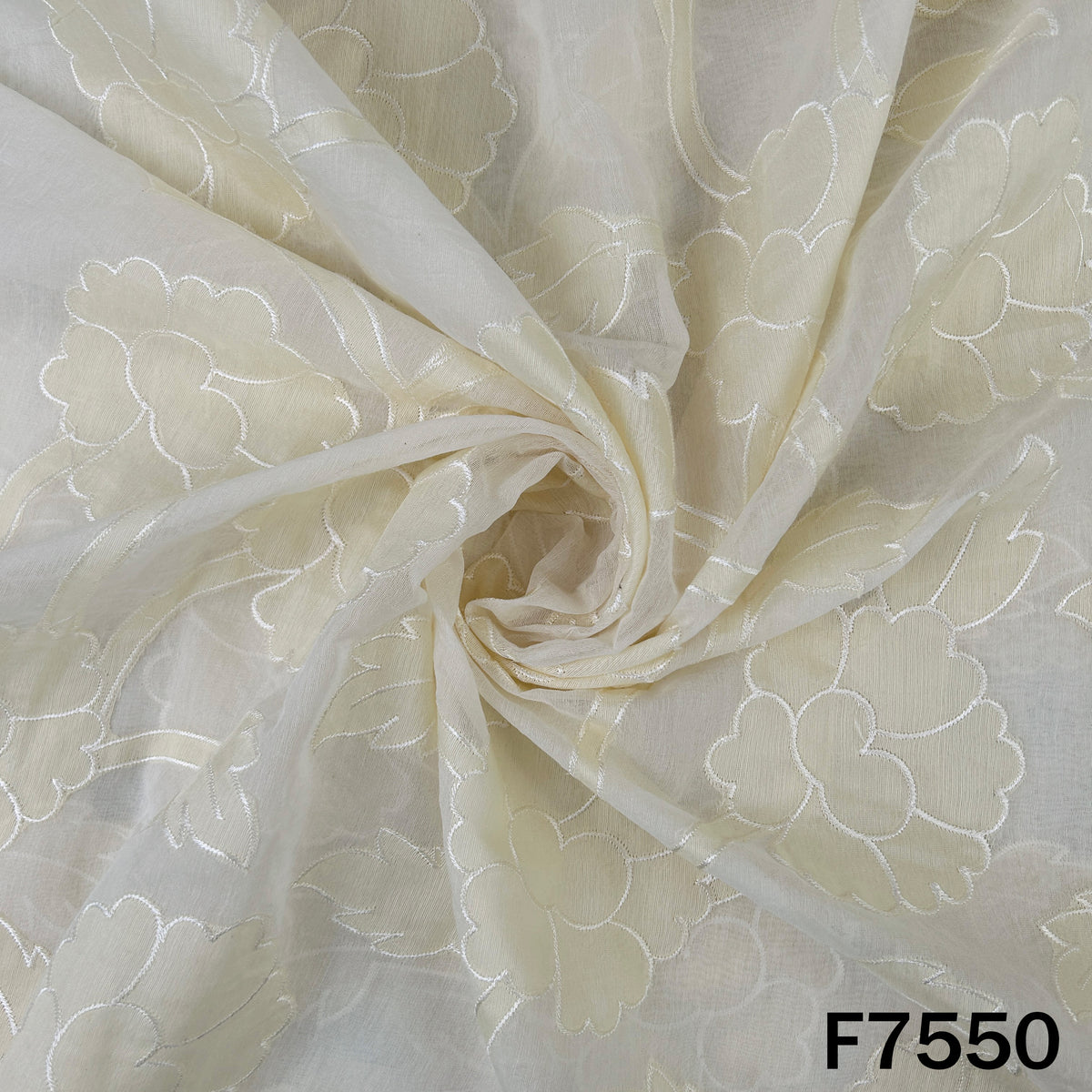 Dyeable Thread Pacth Work Mul Chanderi Fabric - F7550