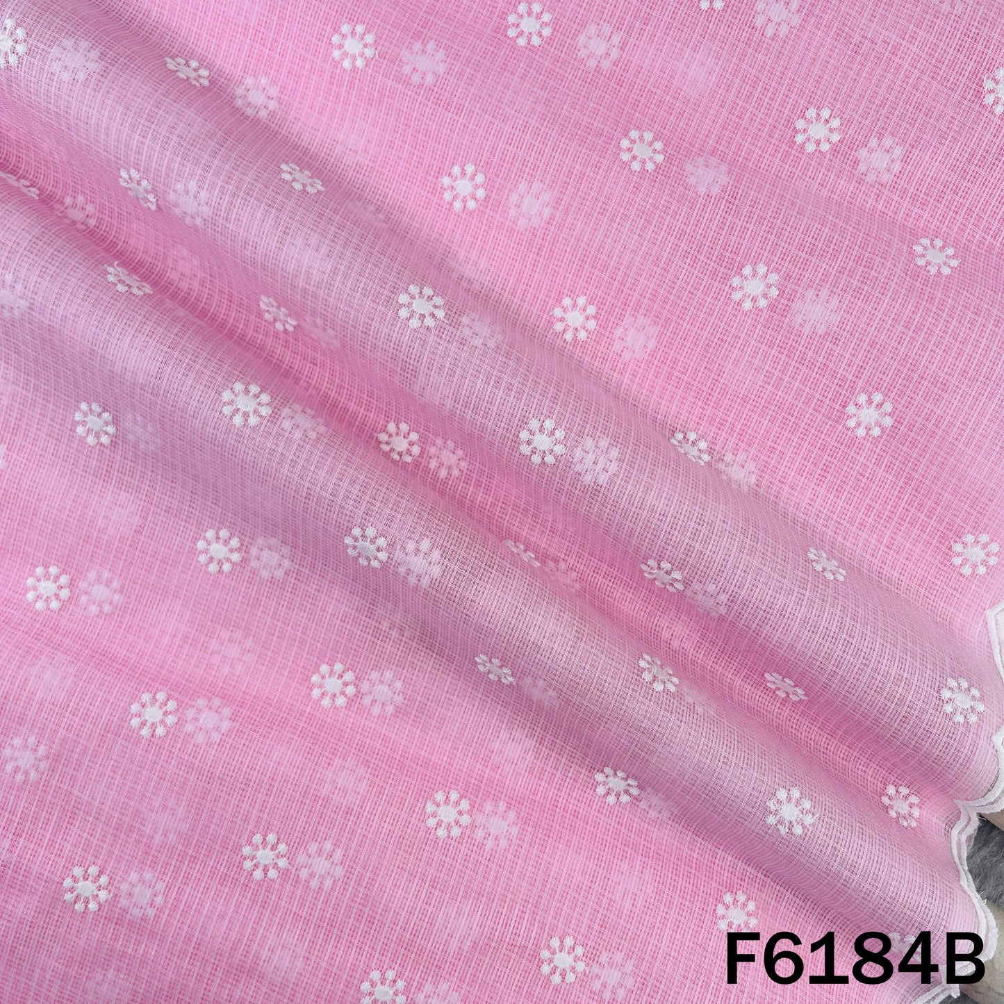 Thread Embroidered Kota Cotton Fabric - F6184
