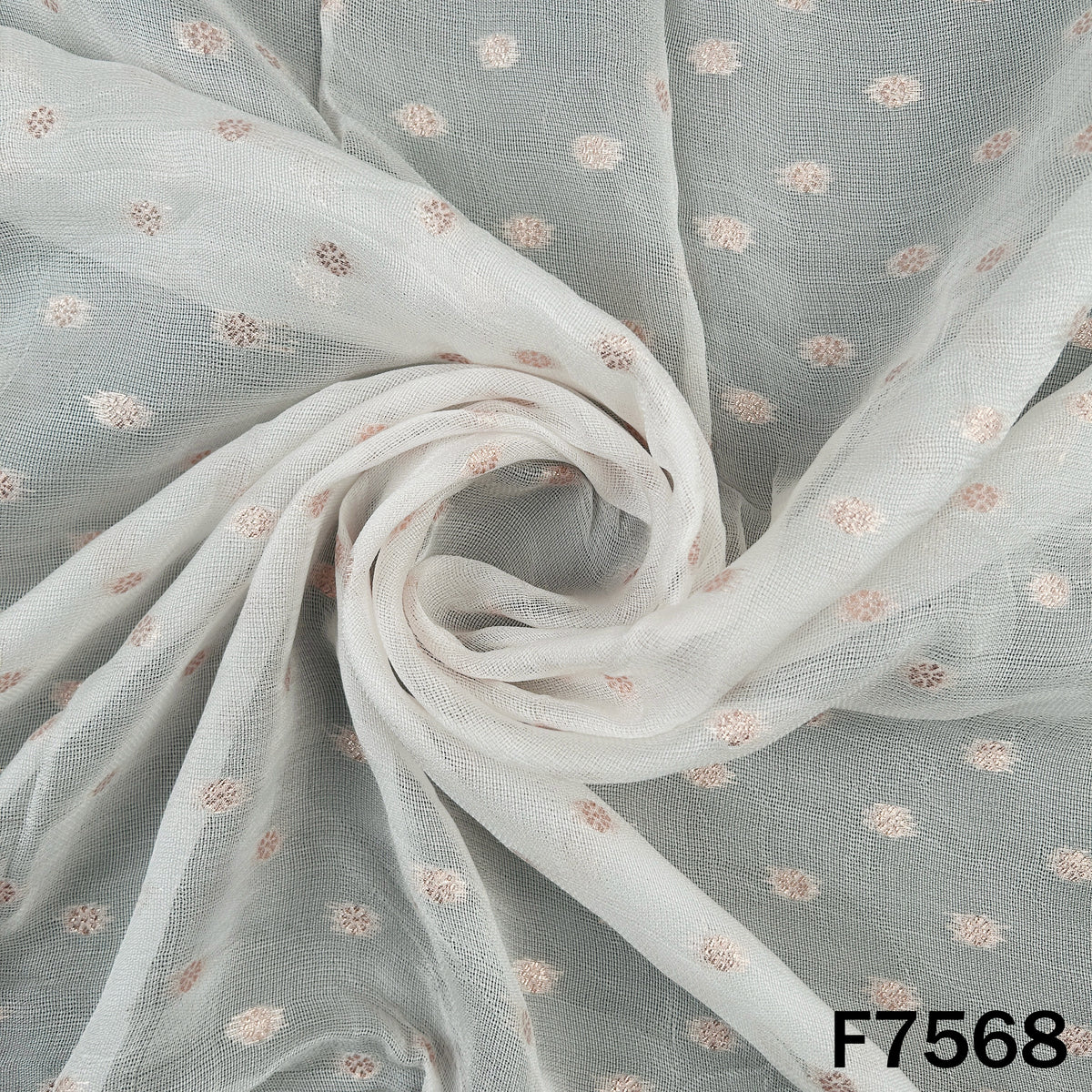 Dyeable Zari Work Jute Silk Fabric - F7568