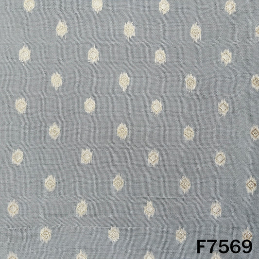 Dyeable Zari Work Jute Silk Fabric - F7569