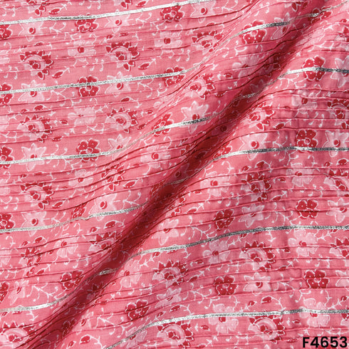 Printed Pintex Gota Patti Cotton Fabric- F4653