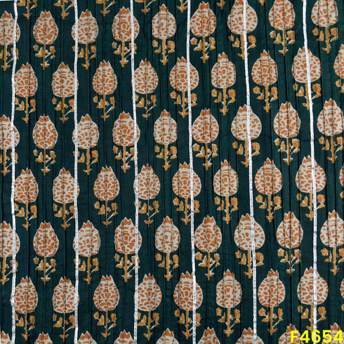 Printed Pintex Gota Patti Cotton Fabric- F4654