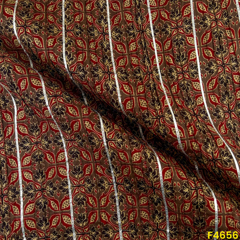 Printed Pintex Gota Patti Cotton Fabric- F4656