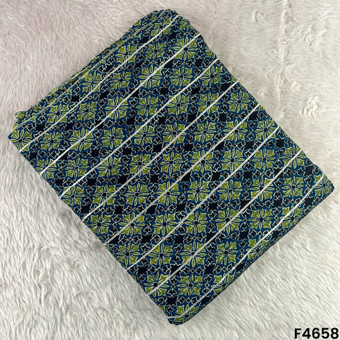 Printed Pintex Gota Patti Cotton Fabric- F4658