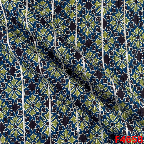 Printed Pintex Gota Patti Cotton Fabric- F4658
