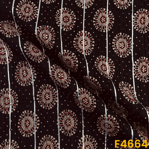 Printed Pintex Gota Patti Cotton Fabric- F4664