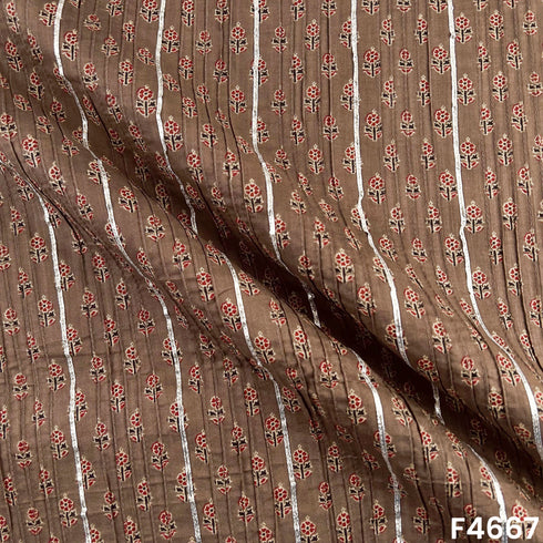 Printed Pintex Gota Patti Cotton Fabric- F4667
