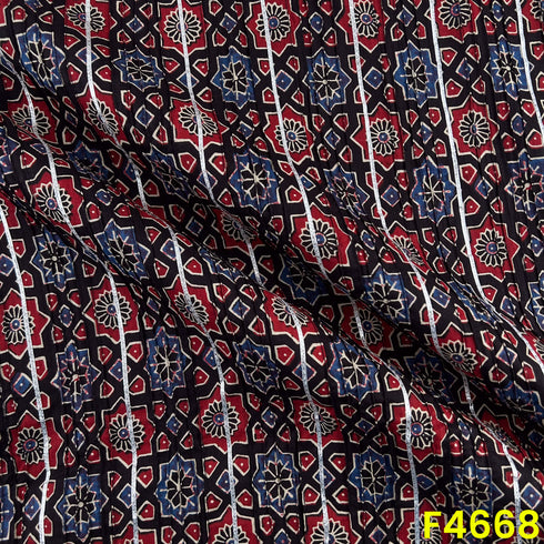 Printed Pintex Gota Patti Cotton Fabric- F4668