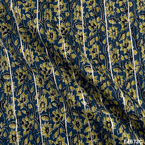 Printed Pintex Gota Patti Cotton Fabric- F4673