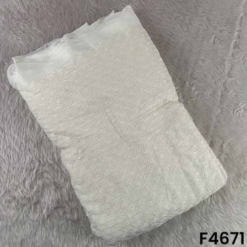 Dyeable Thread Embroidered Georgette Fabric- F4671