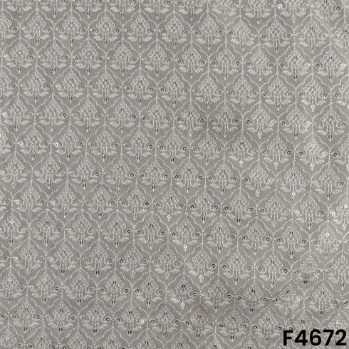 Dyeable Thread Sequins Embroidered Georgette Fabric- F4672