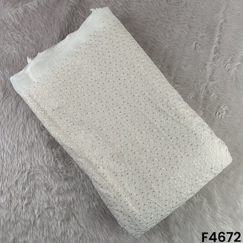 Dyeable Thread Sequins Embroidered Georgette Fabric- F4672