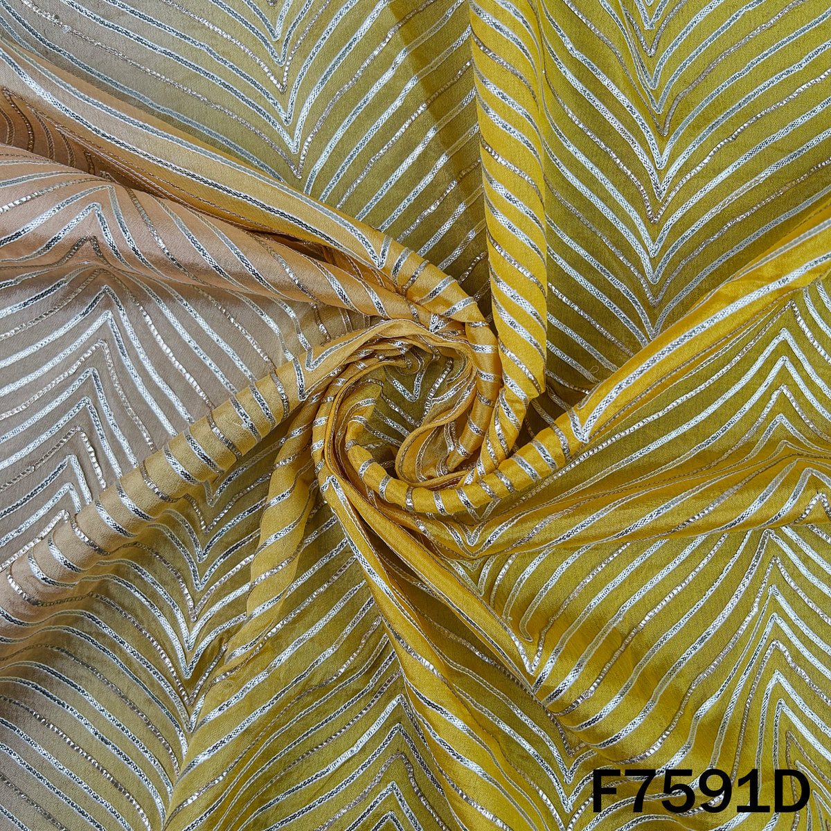 Ombre Shade Gota Patti Chinnon Chiffon Fabric - F7591