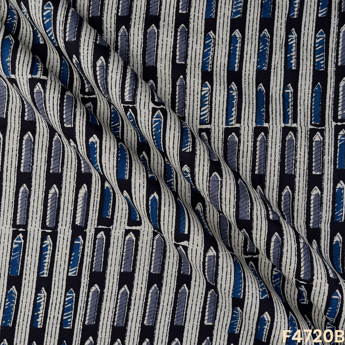 Kalamkari Print Cambric Cotton Fabric- F4720