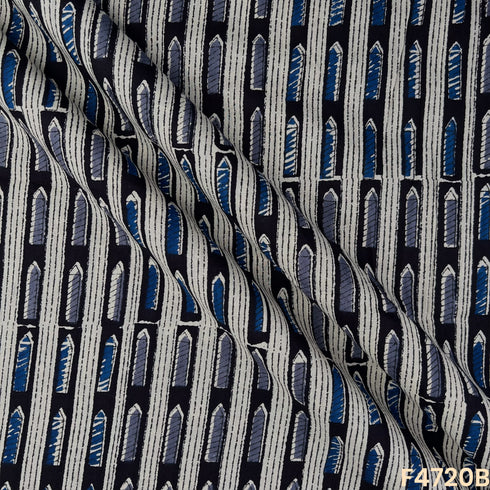 Kalamkari Print Cambric Cotton Fabric- F4720