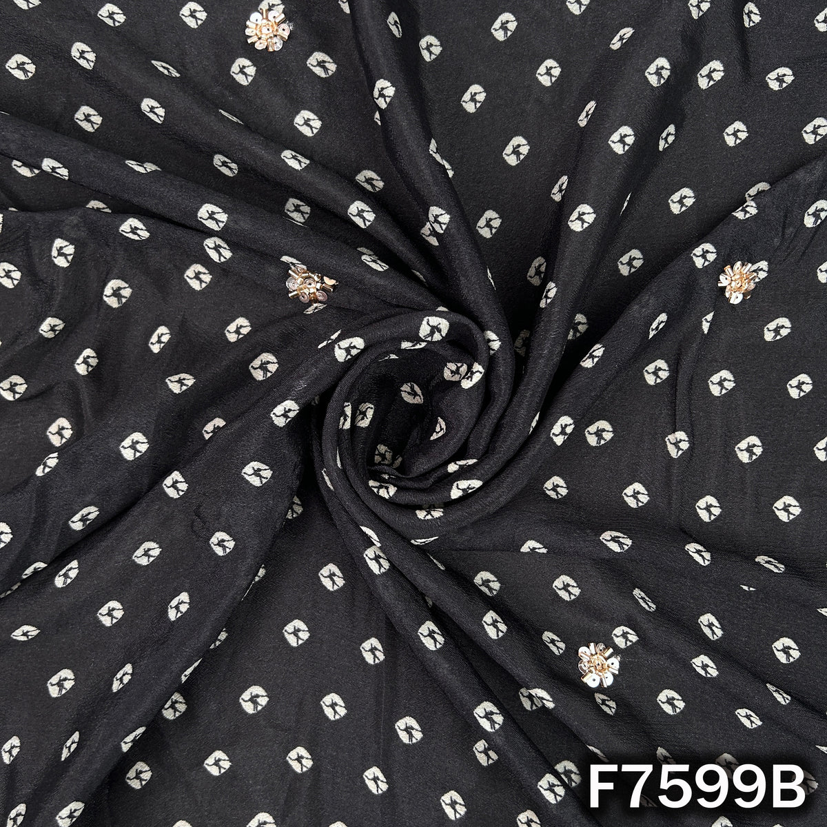 Cut Dana Zari Sequins Chinnon Chiffon Fabric - F7599