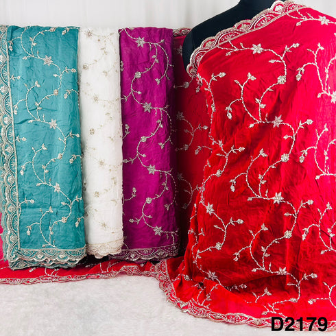 Cutdana Zari Sequins Embroidered Organza Dupatta-D2179