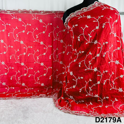 Cutdana Zari Sequins Embroidered Organza Dupatta-D2179