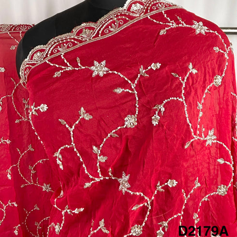 Cutdana Zari Sequins Embroidered Organza Dupatta-D2179