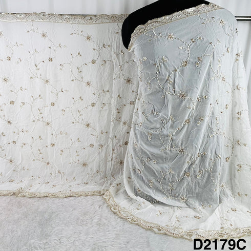 Cutdana Zari Sequins Embroidered Organza Dupatta-D2179