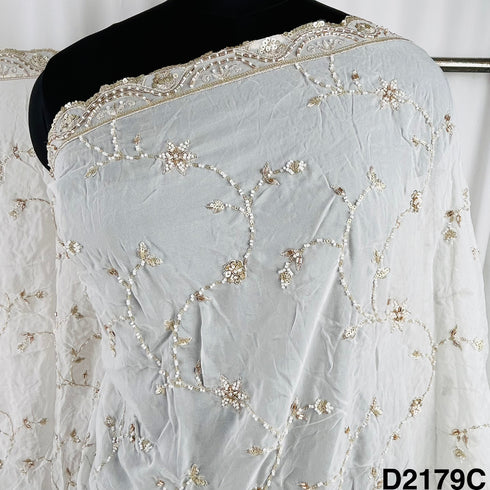 Cutdana Zari Sequins Embroidered Organza Dupatta-D2179