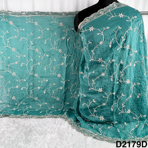 Cutdana Zari Sequins Embroidered Organza Dupatta-D2179