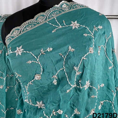 Cutdana Zari Sequins Embroidered Organza Dupatta-D2179