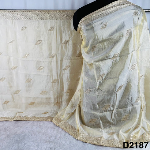 Dyeable Cutdana Zari Sequins Simmes Tissue Dupatta-D2187
