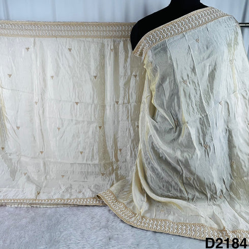 Dyeable Cut Dana Zari Work Simmer Tissue Dupatta-D2184