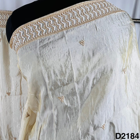 Dyeable Cut Dana Zari Work Simmer Tissue Dupatta-D2184