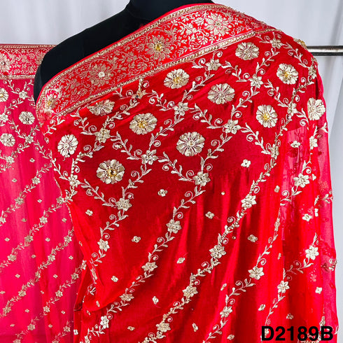 Zari Stone Work Chinon Chiffon Dupatta-D2189