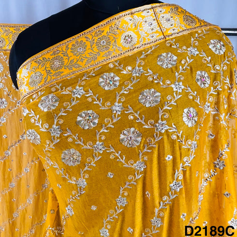 Zari Stone Work Chinon Chiffon Dupatta-D2189