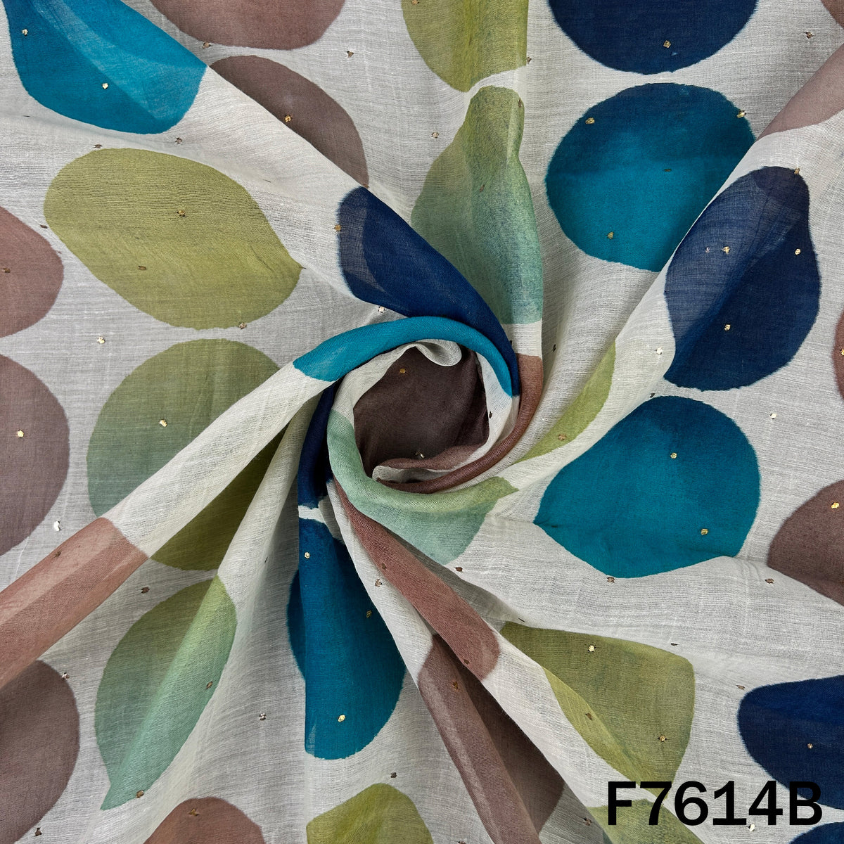 Printed Mukaish Work Pure Chanderi Fabric - F7614