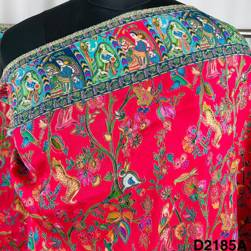 Self jacquard Positional Print Dola Silk Dupatta-D2185