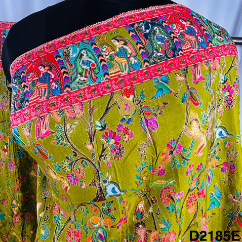 Self jacquard Positional Print Dola Silk Dupatta-D2185