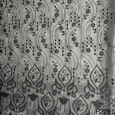 Cut Dana Work Sequins Embroidered Net fabric -F2781
