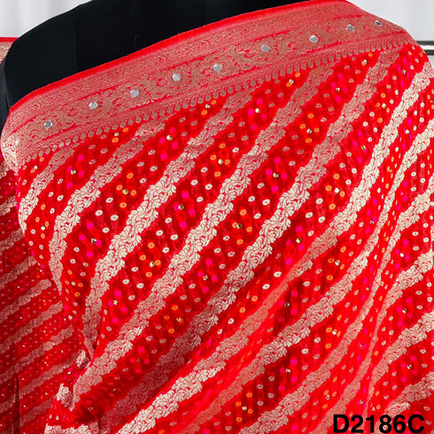 Bandhani Print Mirror Work Banarasi Georgette Dupatta-D2186